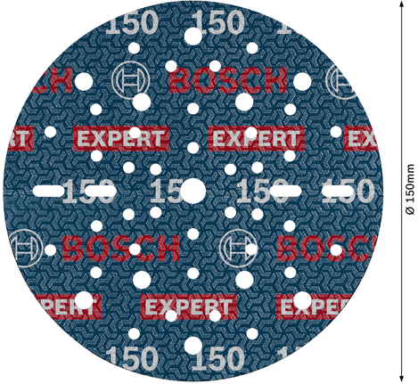 <!-- language missing --> 適用於軌道砂光機的BoschExpert 150mm 砂輪片。